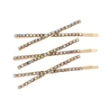 Set of 6 gold rhinestone bobby pins with colorful iridescent crystals for women - Cross AB Color (HS-J6447AB)