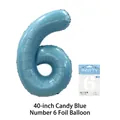 40-inch candy blue number 6 foil balloon for birthday party decorations with retail card - Number 6 / 40 Inch / Candy Blue