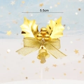 5.5cm golden Christmas holly leaf decoration with berries and bow for cakes - Wavy Edge Gold Holly Leaf Style
