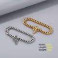 Bracelet dragonne 6mm en acier inoxydable avec fermoir OT en argent et couleur or - Chaîne Quille / Couleur Acier