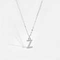 S925 sterling silver necklace with letter Z pendant and clear pave crystal accents - 925 Silver / Letter Z