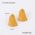 Golden titanium steel stud earrings with granular texture measuring 2.6cm by 2cm - Hammered Bell Shape / Gold