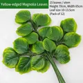 Artificial Magnolia branch with yellow-edged green leaves for home and event decoration - Yellow-edged Magnolia Leaf