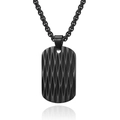 Collana in acciaio nero con ciondolo rettangolare a trama geometrica su sfondo bianco - Pendente Singolo Nero