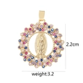 Gold round Virgin Mary pendant featuring colorful cubic zirconia stones and 2.2cm size - Colorful Zirconia Pave Round Virgin Mary D2001JC