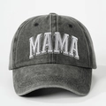Berretto da baseball regolabile in cotone lavato grigio scuro con ricamo MAMA - Taglia unica / Nero