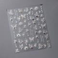 Adesivi per unghie con farfalle argento olografico e texture 3D in stile antico, TL-194 - Farfalla e Fiore (TL-194) / Argento Laser