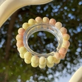 Exquisite beaded bracelet with ice-cracked yellow-green and pink-orange jade stones - S045-red And Yellow Jade Fragment Imitation Ceramic Bracelet #sz317