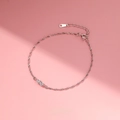 Elegant S925 sterling silver water wave bracelet with double white zircon accents - 925 Silver / White Gold