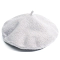 Classic light grey wool beret for women with a minimalist solid color design - M (56-58cm) / Light Gray