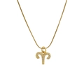 Gold-plated Aries zodiac pendant necklace with micro-pave cubic zirconia on a round snake chain - Aries