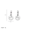 Detailed size view of silver butterfly cutout hoop earrings in stainless steel - Butterfly / Silver