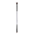 Double-ended makeup brush with white marble handle and dual fiber bristles - Marble Pattern - Double-Ended Eyebrow Brush