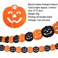 3m Halloween pumpkin paper garland with 3D orange and black folding honeycomb design - Black and Yellow Pumpkin Garland