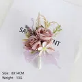 Elegant purple rose boutonniere with silk ribbons and dried floral accents - Corsage / Nude Pink