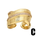 Chic double layer gold plated irregular ring with zircons and vertical texture for women - Textured Cross Wrapped Style (C)