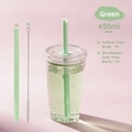 Detail of 450ml green Tritan straw cup with cleaning brush and 20cm reusable straw - 450ml / Green