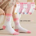 5er-Pack Baumwollsocken für Mädchen in Rosa mit Cartoon-Bären- und Herzmustern - S (12-15cm) Ca. 1-3 Jahre / MN2302 Pfirsichbär