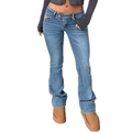 Women's light blue slim fit low-rise flared jeans in washed stretch denim fabric - XS / Blue