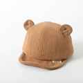 Brown corduroy baby baseball cap with cute bear ears and a soft adjustable brim - 1-3 Years (47-50cm) / Light Coffee