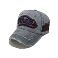Detalle de gorra de béisbol de mezclilla lavada vintage con bordado 3D en relieve - M (56-58cm) / Gris
