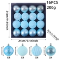 Set di 16 palline di Natale blu con glitter, fiocchi di neve e trame geometriche - Blu