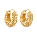 Lussuosi orecchini a cerchio placcati oro 14K con zirconi e trama metallica intrecciata - Stile Zirconia con Trama Intrecciata (CE00139YH)