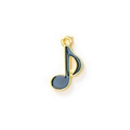 Golden musical note pendant with deep blue enamel finish for DIY jewelry making - Small (13x19mm) / Black