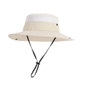 Outdoor beige sun hat with wide brim, breathable mesh, and adjustable chin strap - Beige (9271)