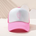 Cappellino trucker bianco e rosa con stampa smiley sfumato per uno stile casual outdoor - Rosa