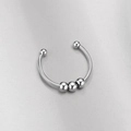Polished stainless steel open ring with three sliding beads for stress relief and anxiety - Adjustable Open / Steel