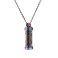 Macro view of a colorful perfume bottle pendant filled with dark garnet stones - Garnet Crushed Stones