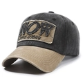 Gorra de béisbol vintage de algodón lavado en antracita y caqui con parche bordado NOW - Ajustable / Negro con ala caqui