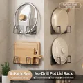 Gunmetal carbon steel wall-mounted lid and cutting board rack in a set of four pieces - Carbon Steel / 4 Pairs / Gunmetal