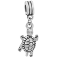 Polished silver turtle charm with intricate shell texture for DIY beaded jewelry necklaces - Retro Silver Sea Turtle Pendant (#51)