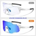 Cycling sunglasses with photochromic blue mercury lenses and white lightweight frame - White Frame Photochromic Blue Mercury