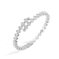 Detalle de pulsera geométrica plateada con circonitas incrustadas y cierre ajustable - Estilo A Plata Circonia Blanca Brazalete