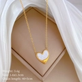 Detail of heart shell pendant with gold plating on jewelry box showing 1.6x1.5cm size - Titanium Steel / Gold