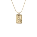 Gold plated tarot necklace with king pendant and diamond on a snake chain - 01008GZ-The Emperor Tarot / 50+5CM Snake Bone Chain