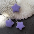 Macro view of purple flocked star pendant with metallic loop for DIY keychain crafts - Light Purple