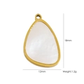 14K gold stainless steel teardrop pendant with white shell inlay for DIY jewelry - 3 Oval White Shell