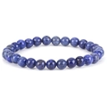 Elastic 6mm blue natural crystal bead bracelet with smooth round stone texture - Blue Sodalite