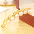 Elegant golden banana hair clip with large faux pearls and sparkling rhinestones - Brown Clip White Pearl Banana Clip