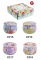 4.4oz floral tin candle gift set with four small round metal jars in Sweet Garden box - No.27 Sweet Garden Gift Box (Inc. 4 Empty Tins)