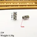 Vintage silver hollow cylinder spacer bead 8x5mm with 3mm hole for DIY jewelry making - 23# (8mm x 5mm, Hole 3mm)