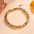 Two-tone gold and silver braided stainless steel ring link bracelet with lobster clasp - Gold & Silver (O109)