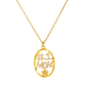 Gold stainless steel #1 MOM necklace with oval projection pendant and micro-inlaid stones - Gold No.1 Mom Style (M-288)