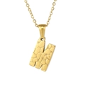 Minimalist 18K gold stainless steel necklace featuring a textured letter N pendant - Letter M / Gold