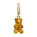 Gummy bear pendant in golden finish with sparkling rhinestone bail on white background - Starry Back Transparent Yellow