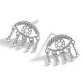 Boucles d'oreilles créoles S925 argent avec œil protecteur, zircons et franges perlées - Argent 925 / Argenté